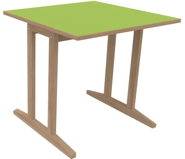 Table Soline piétement à dégagement latéral - 80 x 80 cm - hêtre verni naturel - chant alaisé