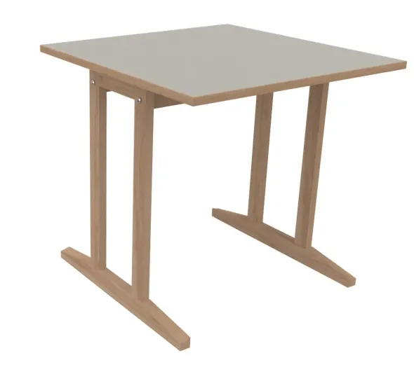 Table Soline piétement à dégagement latéral - 80 x 80 cm - hêtre verni naturel - chant alaisé