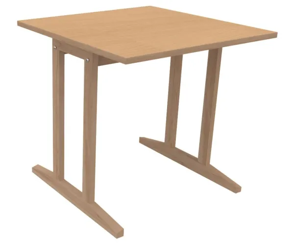 Table Soline piétement à dégagement latéral - 80 x 80 cm - hêtre verni naturel - chant alaisé