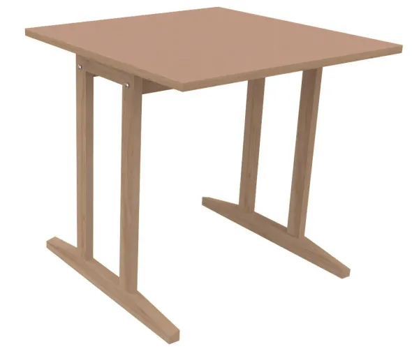 Table Soline piétement à dégagement latéral - 80 x 80 cm - hêtre verni naturel - chant alaisé