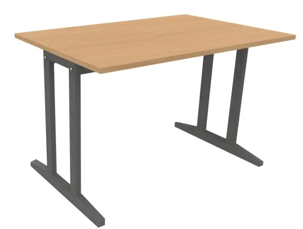 Table Soline piétement à dégagement latéral - 120 x 80 cm - hêtre verni teinté - chant plastique