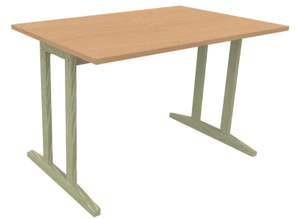 Table Soline piétement à dégagement latéral - 120 x 80 cm - hêtre verni teinté - chant plastique