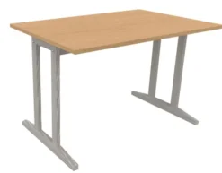 Table Soline piétement à dégagement latéral - 120 x 80 cm - hêtre verni teinté - chant plastique