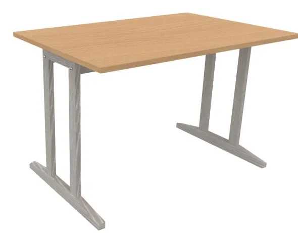 Table Soline piétement à dégagement latéral - 120 x 80 cm - hêtre verni teinté - chant plastique