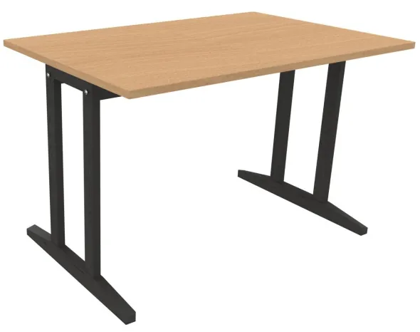 Table Soline piétement à dégagement latéral - 120 x 80 cm - hêtre verni teinté - chant plastique