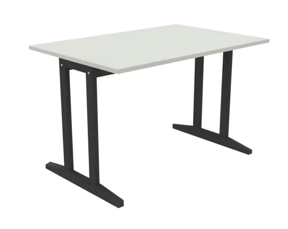 Table Soline piétement à dégagement latéral - 120 x 80 cm - hêtre verni teinté - chant plastique