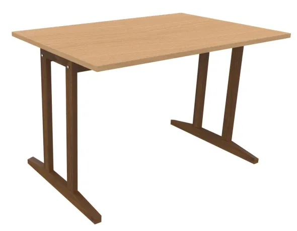Table Soline piétement à dégagement latéral - 120 x 80 cm - hêtre verni teinté - chant plastique