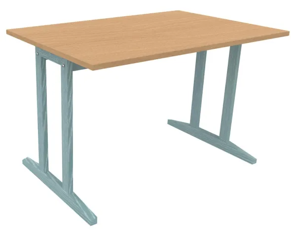 Table Soline piétement à dégagement latéral - 120 x 80 cm - hêtre verni teinté - chant plastique