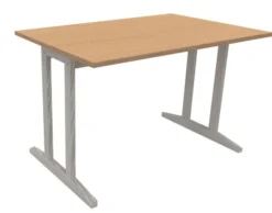 Table Soline piétement à dégagement latéral - 120 x 80 cm - hêtre verni teinté - chant alaisé