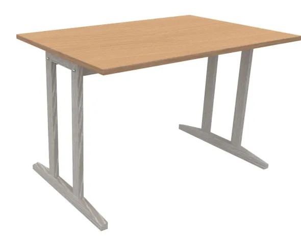 Table Soline piétement à dégagement latéral - 120 x 80 cm - hêtre verni teinté - chant alaisé