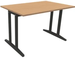 Table Soline piétement à dégagement latéral - 120 x 80 cm - hêtre verni teinté - chant alaisé