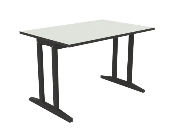 Table Soline piétement à dégagement latéral - 120 x 80 cm - hêtre verni teinté - chant alaisé