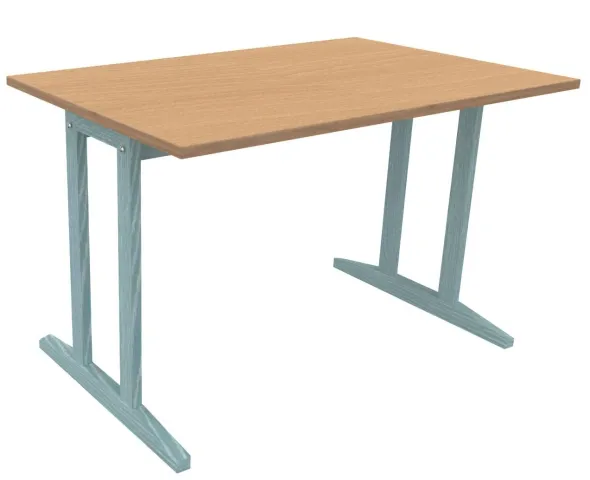 Table Soline piétement à dégagement latéral - 120 x 80 cm - hêtre verni teinté - chant alaisé