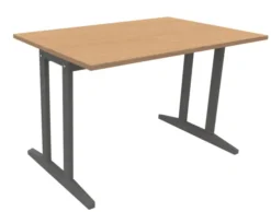 Table Soline piétement à dégagement latéral - 120 x 80 cm - hêtre verni teinté - chant alaisé