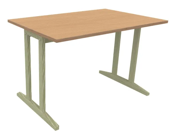 Table Soline piétement à dégagement latéral - 120 x 80 cm - hêtre verni teinté - chant alaisé