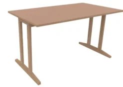 Table Soline piétement à dégagement latéral - 140 x 80 cm - hêtre verni naturel - chant alaisé