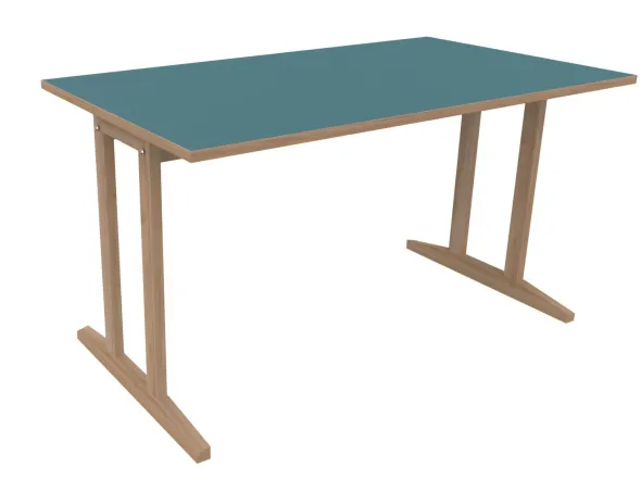 Table Soline piétement à dégagement latéral - 140 x 80 cm - hêtre verni naturel - chant alaisé