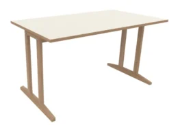 Table Soline piétement à dégagement latéral - 140 x 80 cm - hêtre verni naturel - chant alaisé