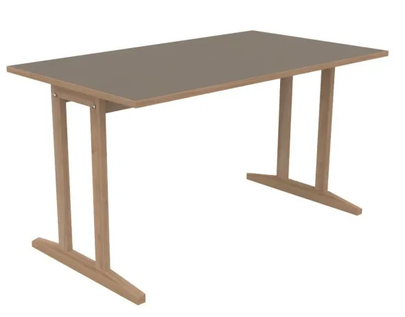 Table Soline piétement à dégagement latéral - 140 x 80 cm - hêtre verni naturel - chant alaisé