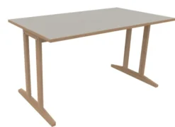 Table Soline piétement à dégagement latéral - 140 x 80 cm - hêtre verni naturel - chant alaisé