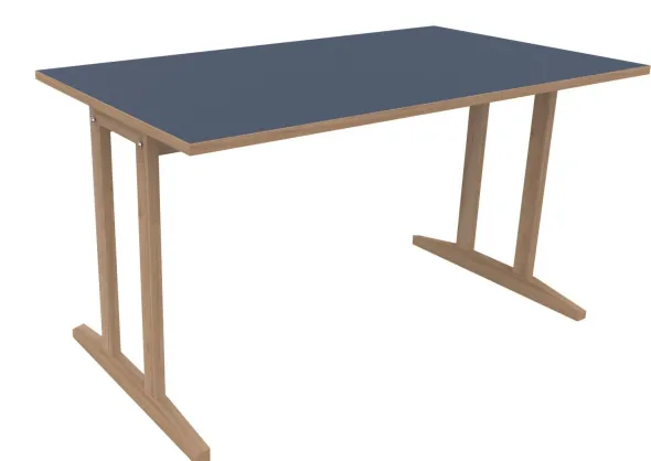 Table Soline piétement à dégagement latéral - 140 x 80 cm - hêtre verni naturel - chant alaisé