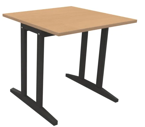 Table Soline piétement à dégagement latéral - 80 x 80 cm - hêtre verni teinté - chant alaisé