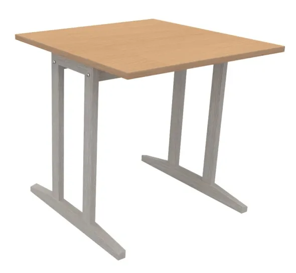 Table Soline piétement à dégagement latéral - 80 x 80 cm - hêtre verni teinté - chant alaisé