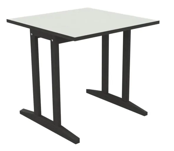Table Soline piétement à dégagement latéral - 80 x 80 cm - hêtre verni teinté - chant alaisé