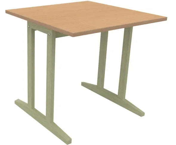 Table Soline piétement à dégagement latéral - 80 x 80 cm - hêtre verni teinté - chant alaisé