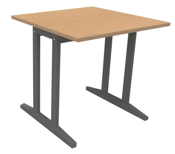 Table Soline piétement à dégagement latéral - 80 x 80 cm - hêtre verni teinté - chant alaisé