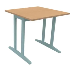 Table Soline piétement à dégagement latéral - 80 x 80 cm - hêtre verni teinté - chant alaisé
