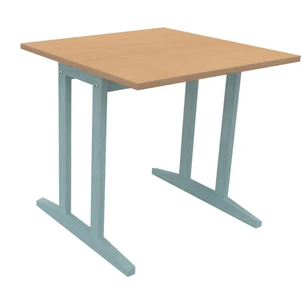 Table Soline piétement à dégagement latéral - 80 x 80 cm - hêtre verni teinté - chant alaisé
