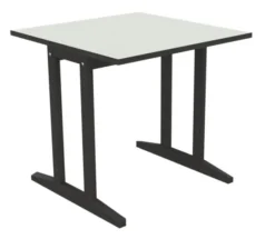 Table Soline piétement à dégagement latéral - 80 x 80 cm - hêtre verni teinté - chant alaisé