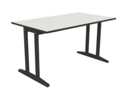 Table Soline piétement à dégagement latéral - 140 x 80 cm - hêtre verni teinté - chant alaisé