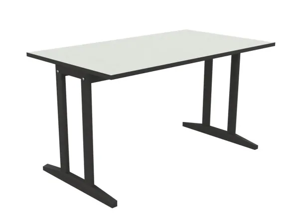 Table Soline piétement à dégagement latéral - 140 x 80 cm - hêtre verni teinté - chant alaisé
