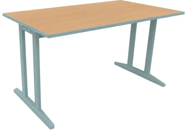 Table Soline piétement à dégagement latéral - 140 x 80 cm - hêtre verni teinté - chant alaisé