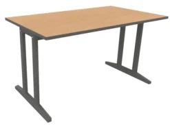 Table Soline piétement à dégagement latéral - 140 x 80 cm - hêtre verni teinté - chant alaisé