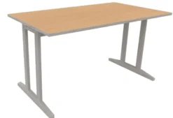 Table Soline piétement à dégagement latéral - 140 x 80 cm - hêtre verni teinté - chant alaisé