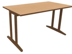 Table Soline piétement à dégagement latéral - 140 x 80 cm - hêtre verni teinté - chant alaisé