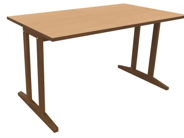 Table Soline piétement à dégagement latéral - 140 x 80 cm - hêtre verni teinté - chant alaisé
