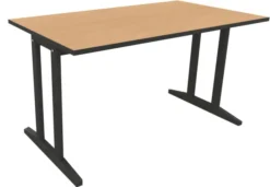 Table Soline piétement à dégagement latéral - 140 x 80 cm - hêtre verni teinté - chant alaisé
