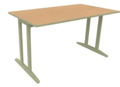 Table Soline piétement à dégagement latéral - 140 x 80 cm - hêtre verni teinté - chant alaisé
