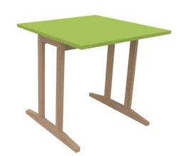 Table Soline piétement à dégagement latéral - 80 x 80 cm - hêtre verni naturel - chant plastique