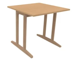 Table Soline piétement à dégagement latéral - 80 x 80 cm - hêtre verni naturel - chant plastique