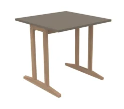 Table Soline piétement à dégagement latéral - 80 x 80 cm - hêtre verni naturel - chant plastique