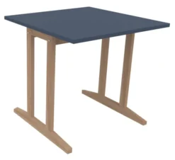 Table Soline piétement à dégagement latéral - 80 x 80 cm - hêtre verni naturel - chant plastique