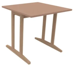 Table Soline piétement à dégagement latéral - 80 x 80 cm - hêtre verni naturel - chant plastique