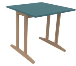 Table Soline piétement à dégagement latéral - 80 x 80 cm - hêtre verni naturel - chant plastique