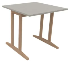 Table Soline piétement à dégagement latéral - 80 x 80 cm - hêtre verni naturel - chant plastique