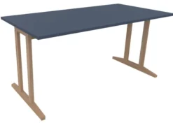 Table Soline piétement à dégagement latéral - 160 x 80 cm - hêtre verni naturel - chant plastique